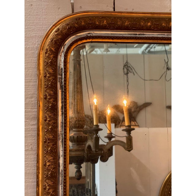 19th Century 19th Century French Louis Philippe Gilt Mirror With Rounded Top For Sale - Image 5 of 6