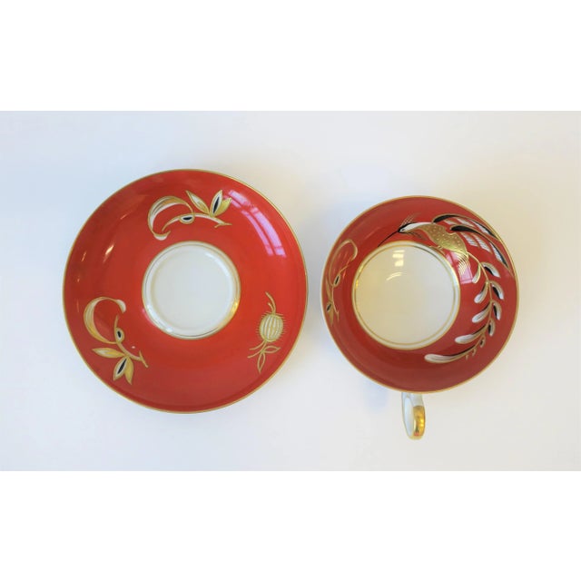 Metal Art Deco Tea or Coffee Cup in Terracotta, Black and Gold Porcelain by Wallendorf For Sale - Image 7 of 12