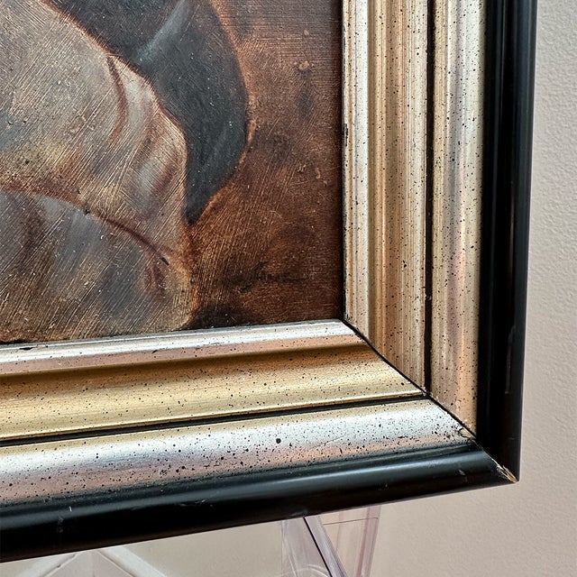 Mid 20th Century Framed Naïve-Style Figurative Painting of Mother and Son in Prayer For Sale - Image 4 of 5