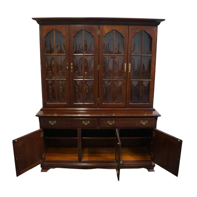 Wood Cresent Furniture Solid Cherry Traditional Style 60" Buffet W. Lighted Display China Cabinet 724-87 For Sale - Image 7 of 16