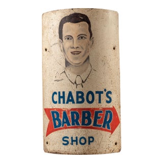 Antique Barber Shop Tin Sign For Sale