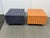 Design Plus Gallery presents a Set of Two Orange + Purple Tables on Casters. The rolling tables can work together as a low...