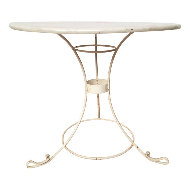 Vintage White Enamelled Metal Table, 1950s For Sale