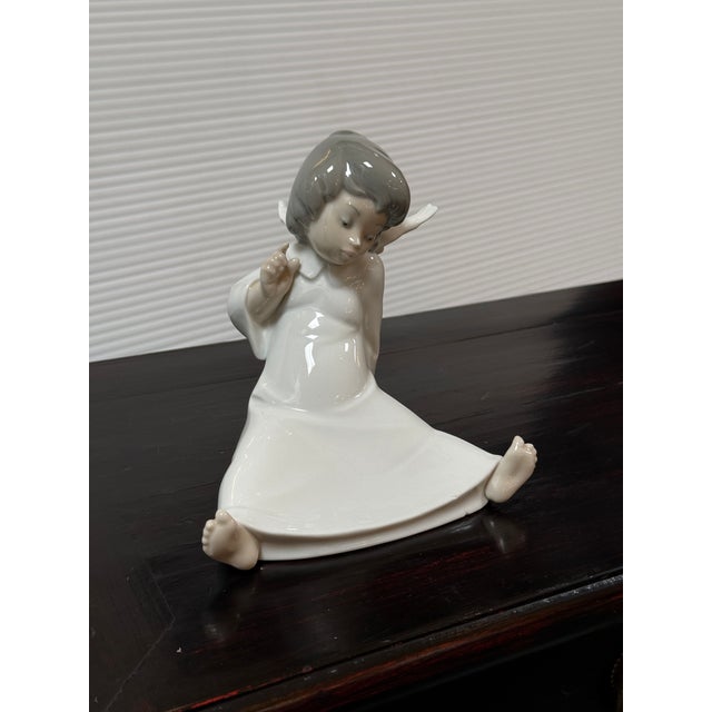 Off-white Salvador Debón for Lladró Angel Wondering Porcelain Figurine, Signed For Sale - Image 8 of 12