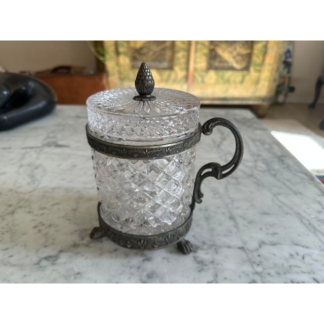 Italian Art Nouveau Rock Crystal Jar with Lid Faceted Cut and Ornamental Mount, 1890s For Sale - Image 9 of 18