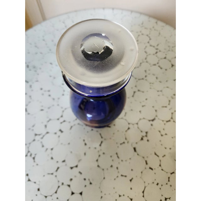 Blue Late 20th Century Handmade Multicolor Thick Double Donut Footed Vase For Sale - Image 8 of 9