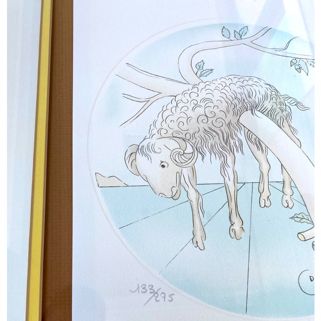Abstract Salvador Dalí Hand Signed "Aries" Zodiac Suite Etching, Framed For Sale - Image 3 of 6