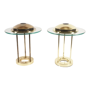 Vintage Robert Sonneman Saturn Saucer Lamps by George Kovacs a Pair