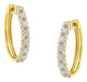 10KT Two-Toned Gold Diamond Hoop Earring (1/2 cttw, J-K Color, I2-I3 Clarity)