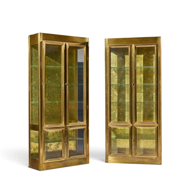 Mastercraft Mid Century Brass Vitrines Cabinet - Pair Each cabinet measures: 38 wide x 15.25 deep x 86.25 inches high Good...