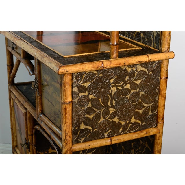 Antique French Bamboo & Lacquer Etagere, 19Th. C. For Sale - Image 9 of 17