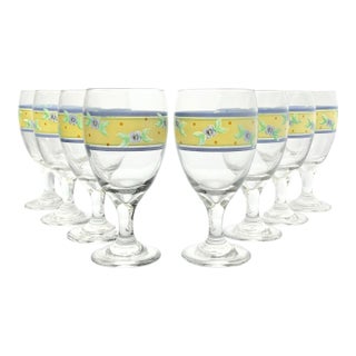 1990s Pfaltzgraff “Summer Breeze” Iced Tea or All Purpose Glasses - Set of 8 For Sale