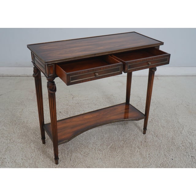 French Theodore Alexander French Louis Style Bronze Trim Console Table For Sale - Image 3 of 12