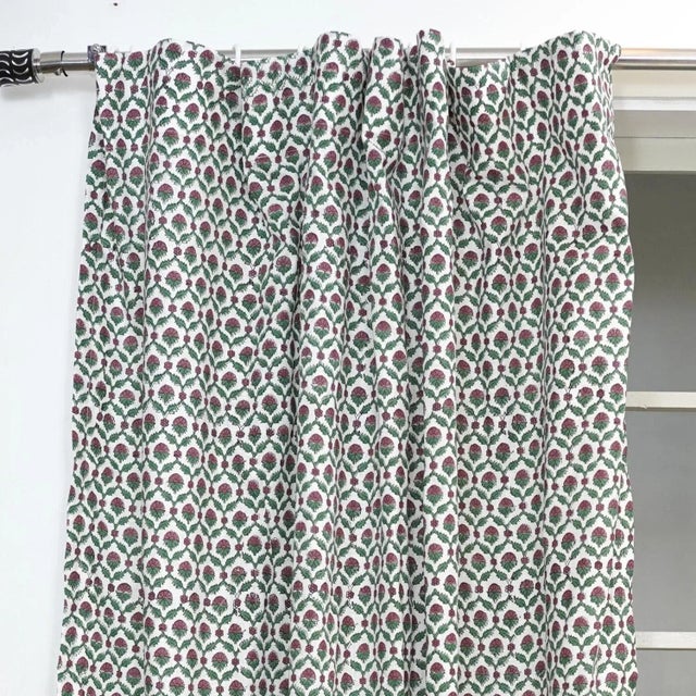 Shehnaz Handcrafted Block Print Curtain in Viscose Coloured Linen Elegant Design Size-54"Wx45"L For Sale - Image 6 of 6