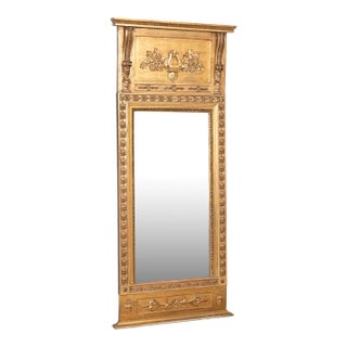 19th Century Swedish Tall Gold Gilt Trumeau Mirror For Sale