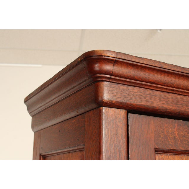 Antique Solid Oak Single Door Paneled Wardrobe For Sale - Image 16 of 18