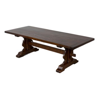 Antique French Oak Monastery Trestle Dining Table For Sale