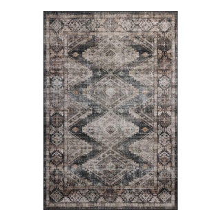 Amber Lewis x Loloi Josie Ink / Earth 2'-6" x 12'-0" Machine Washable Runner Rug For Sale