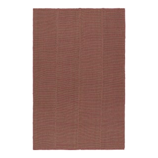 Rug & Kilim’s Modern Kilim Rug With Textural Stripes in Pink With Beige Accents For Sale