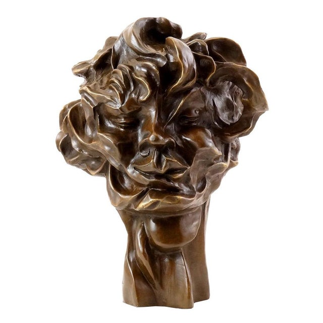 This bronze sculpture, showcases a dynamic and emotionally charged cubist design with swirling, fluid forms and an intense...
