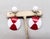 Trifari Vintage 1950s Signed Crown Trifari White & Red Drop Clip Earrings- 2 Pieces For Sale - Image 4 of 7
