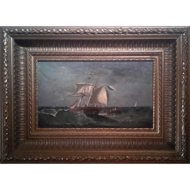 Paul Seignon 19th Century French Marine Oil Painting, Sailing Ship at Sea For Sale