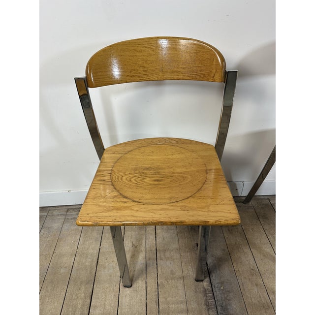 Vintage Table and Chairs in Elm and Chrome Steel, 1980s, Set of 7 For Sale - Image 9 of 15