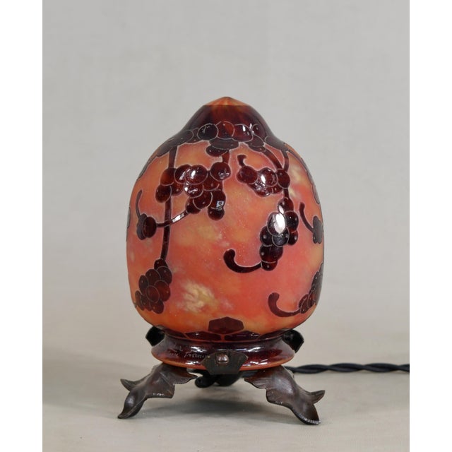 French Art Deco Night Lamp by Schneider Le Verre Francais - Cameo Glass 1925 France For Sale - Image 11 of 15