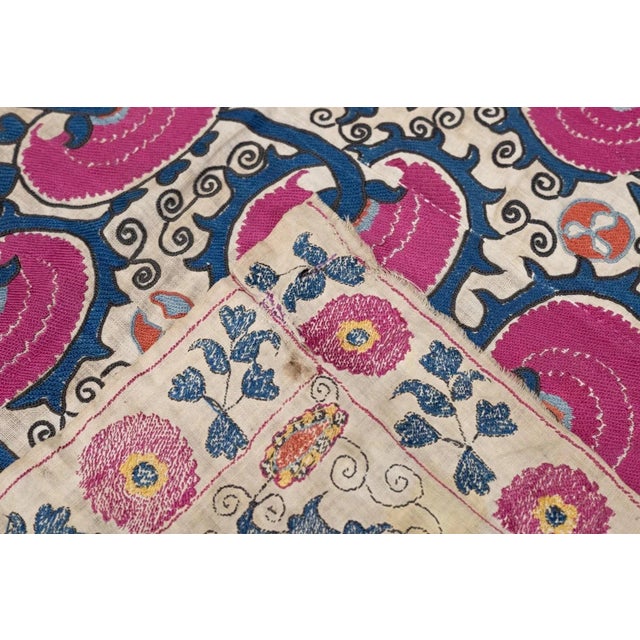 Antique Uzbekistan Suzani Rug 6'2'' x 7'11'' For Sale - Image 4 of 12
