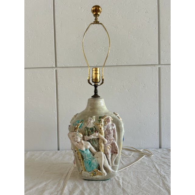 A single table lamp in the style of Eugenio Pattarino. Majolica Table Lamps. In the style of Professor Eugenio Pattarino,...