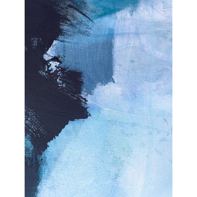 Textile “I Lose Myself” Lyrical Abstract Painting in Moody Blues & Earthy Greens by Stacey Warnix For Sale - Image 7 of 14