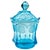 Fostoria Aqua Ice Blue Coin Glass Covered Candy Jar With Finial Lid For Sale - Image 4 of 13
