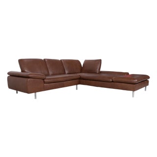 Loop Leather Corner Sofa in Brown with Manual Function by Willi Schillig For Sale