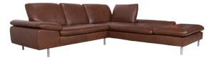 Loop Leather Corner Sofa in Brown with Manual Function by Willi Schillig