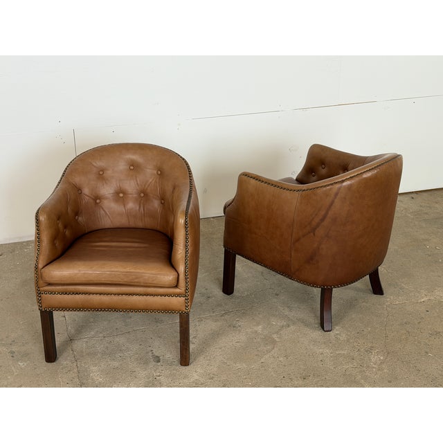 Mid-Century Modern Danish Leather Club Chairs from Wiels Møbler, 1985, Set of 2 For Sale - Image 9 of 11