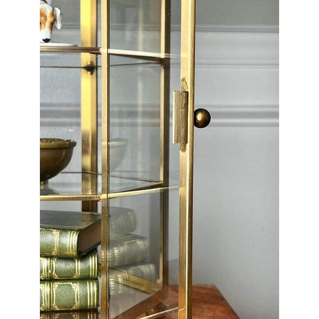 Brass Three-Tier Hexagon Tabletop Vitrine Display Case, Curio Cabinet, 1970s, 15" For Sale - Image 9 of 10