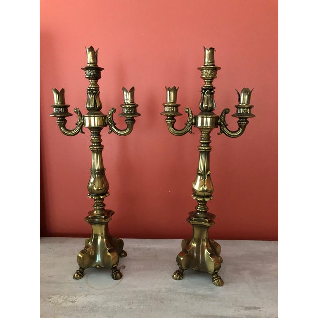 Antique Brass Oil Candelabra a Pair Chairish