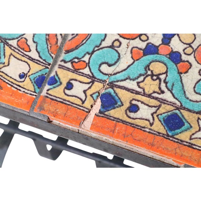 Vintage Tile Top Wrought Iron Table For Sale - Image 11 of 11