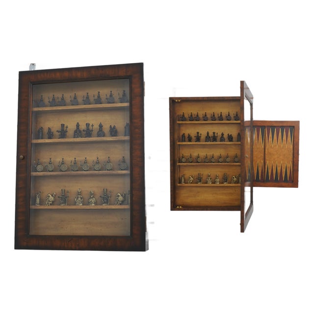 Maitland Smith Wall Hanging Chess Game Board Cabinet For Sale