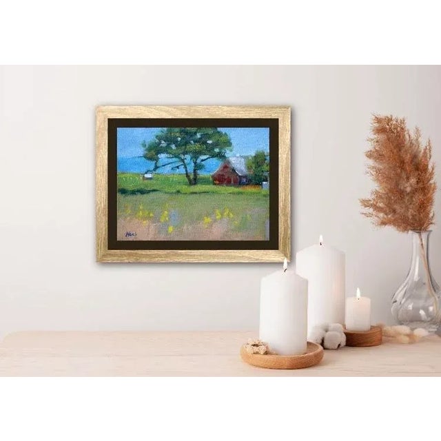 Textile Brown Shake House, Coastal Impressionist Painting (Original Oil) For Sale - Image 7 of 7