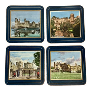 1980s Vintage English Castle Coasters - Set of 4 For Sale