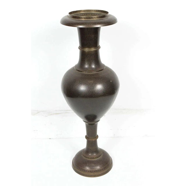 Exceptionally large pair of Kashimiri Indo-Persian lacquered copper vases. The hand hammered designs is so fine that you...