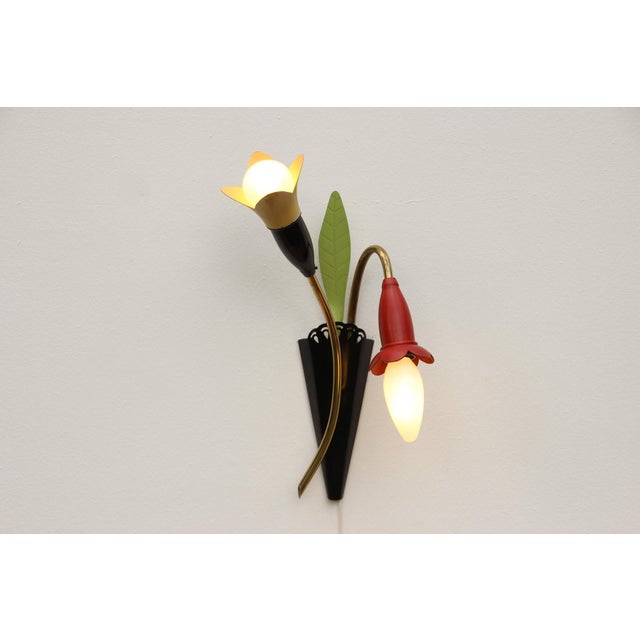 Black Mid-Century Modernist Wall Lamp, Germany, 1950s For Sale - Image 8 of 15