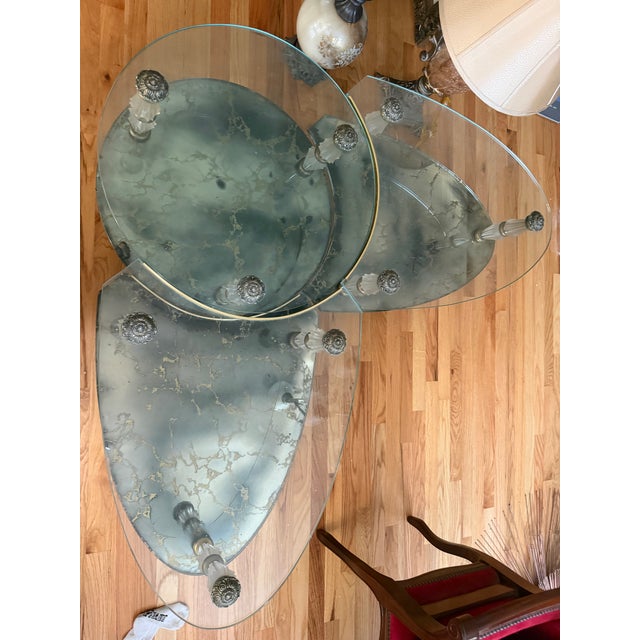 1940s Hollywood Regency 3-Piece "Verre Églomisé" Modular Coffee Table Set by Goran of Belgium For Sale In Atlanta - Image 6 of 7