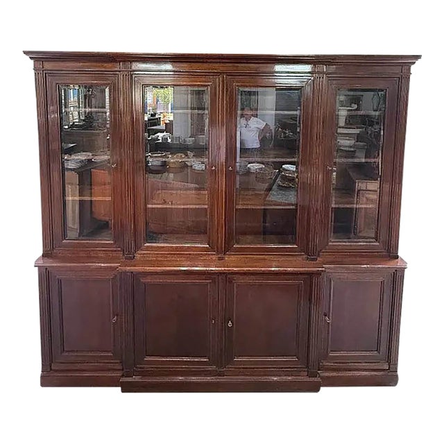Large 19th Century French Louis XVI Solid Mahogany Bookcases For Sale