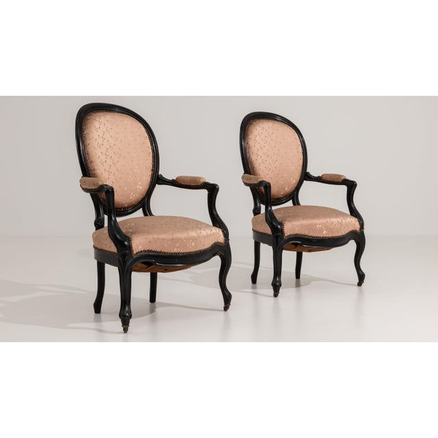 Pair of 19th Century French Louis Philippe Upholstered Armchairs Blush For Sale In Greensboro - Image 6 of 16