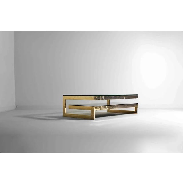 Gold Plated G-Shaped Coffee Table from Belgochrom, 1970s For Sale - Image 4 of 10