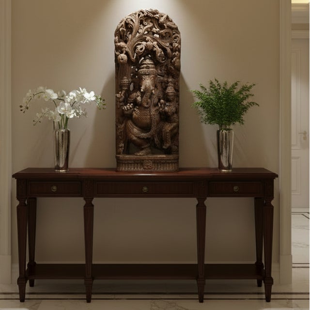 Invite a sense of joyous energy and ancient wisdom into your home with this magnificent Tall 38"" Hand Carved Teak Wood...