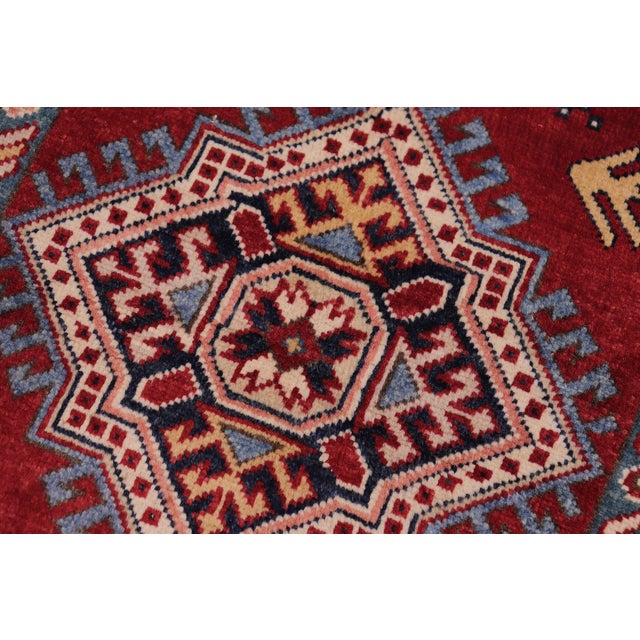 Rustic Super Kazak Red/Beige Wool Runner Rug- 2'7'' X 9'6'' For Sale In New York - Image 6 of 10