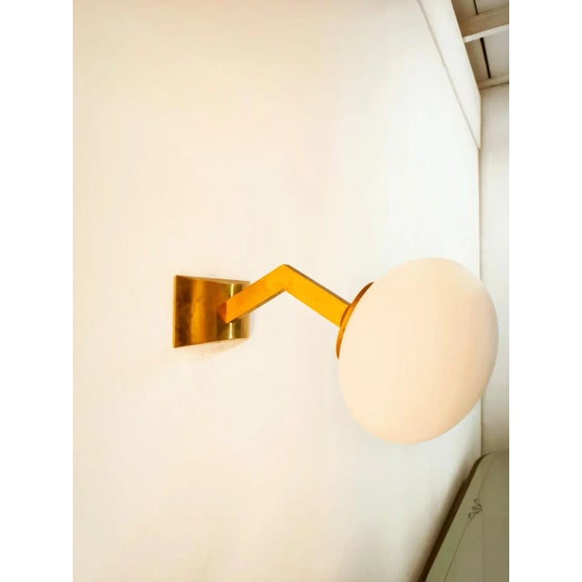 Metal Brass Wall Light with Oval Glass For Sale - Image 7 of 9